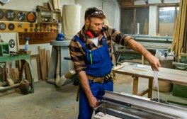 Tischler an Werkbank