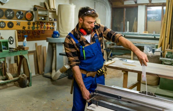 Tischler an Werkbank